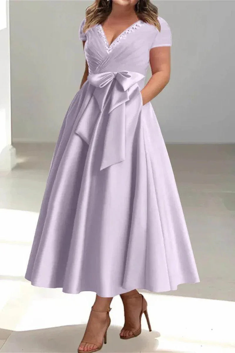 A Line V Neck Mother of the Bride Dresses with Pockets CM0350CR - COCOMELODY